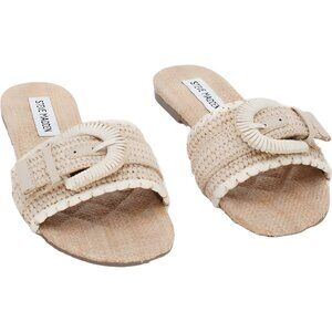 Steve Madden Merla Raffia Buckle Slide Sandals Women's US 6M